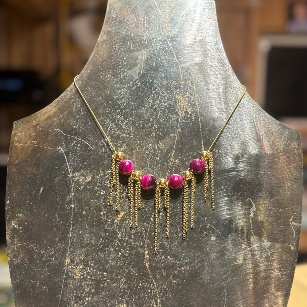 18k Gold Plated and Italian Purple Beads Necklace